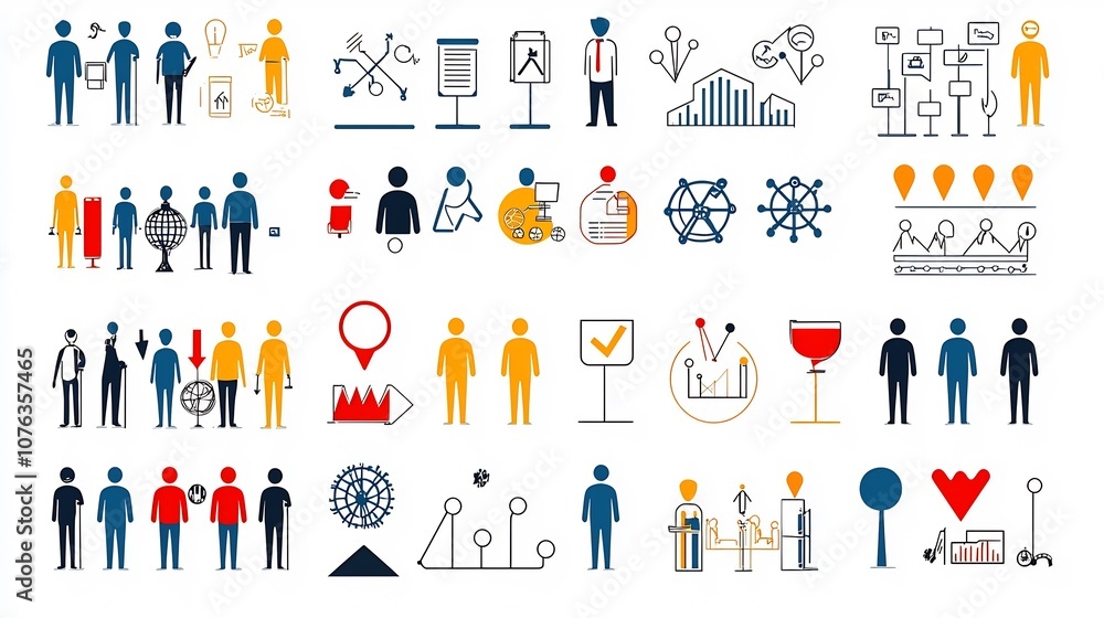 Fototapete a set of minimal icons representing organizational and membership concepts including symbols for pop
