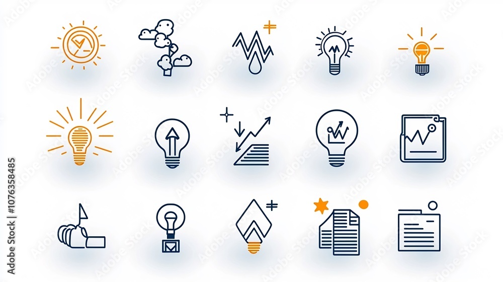 Poster This comprehensive collection of 15 linear icons showcases a diverse range of symbols focused on growth progress and success  From icons representing career advancement financial milestones