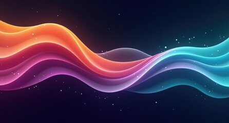 Periwinkle, marigold, plum, and teal hues shift with fluid motion across a dark background, creating a soft, dreamlike abstract scene with undulating lines in KeyShot style.