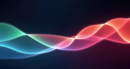 Naklejka premium Garnet, cerulean, sage, and pink grapefruit tones transition seamlessly over a dark background. A smooth, flowing abstract scene with undulating lines in Blender Cycles style.