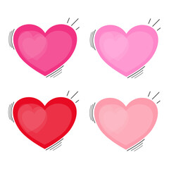 set of hearts pink an red color love