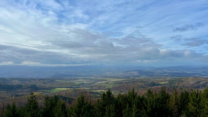 Autumn in the mountains, autumn mountains from above. Drone view.