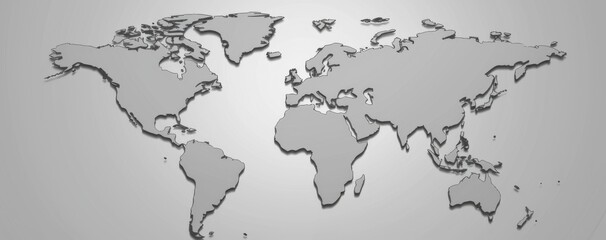 Fototapeta premium A detailed gray political map presents the countries of the world, emphasizing their borders and shapes. This vector illustration conveys a clean and minimalist aesthetic.
