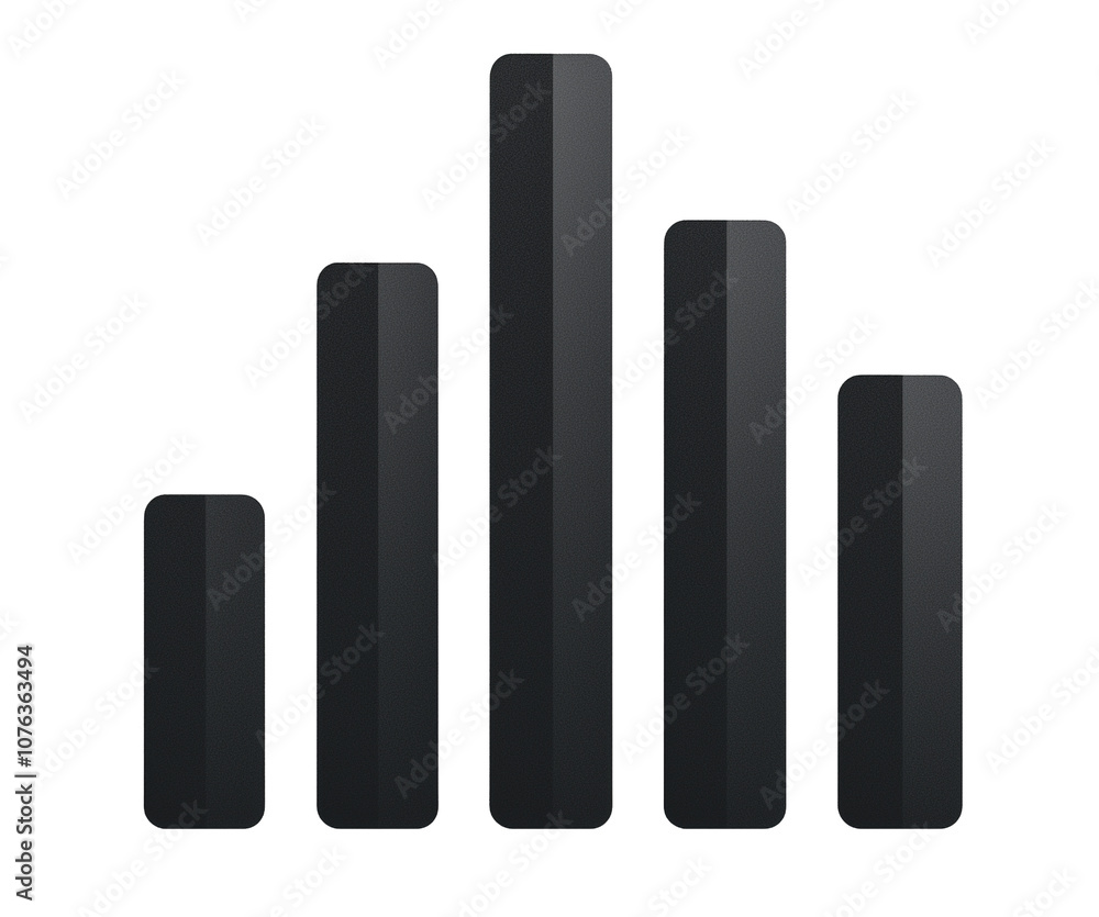 Poster minimalist icon of bar chart with ascending bars, symbolizing growth and progress in sleek, modern d