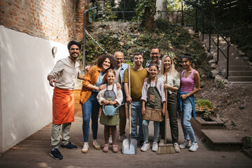 People working in community garden at socially inclusive neighbourhood project