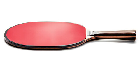 A red and black paddle with a wooden handle