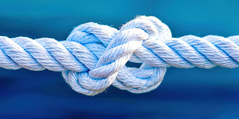 Fototapeta premium A rope is tied in a knot, with the knot being in the middle of the rope