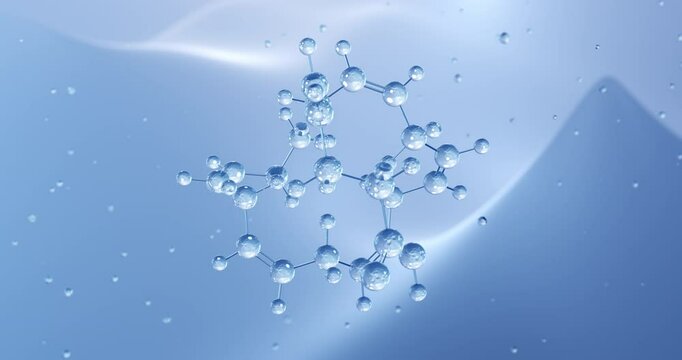 Docosahexaenoic acid rotating molecular structure, 3d model of molecule, dha, looped video