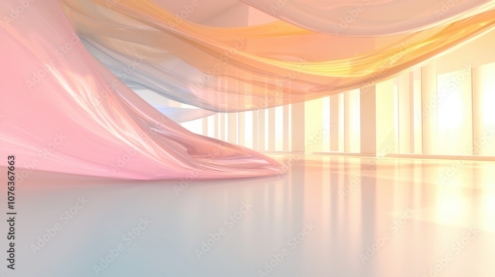 Aufkleber explore the serenity of an abstract geometric background with soft pastel tones in modern digital de