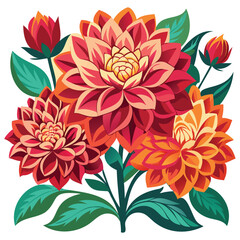 a group of dahlia flowers vector art for a vibrant floral design