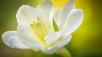 Fototapeta premium Close-up of a Delicate White Flower with Yellow Center