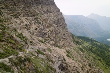 swiftcurrent pass trail from mant glacier hotel to the loop at Glacier national park, Montana, USA.