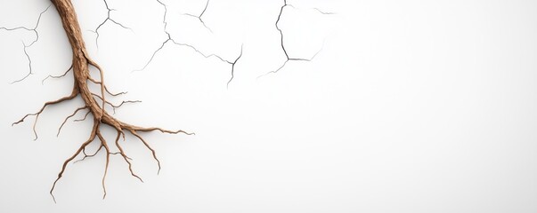 A close-up of an intricate root system against a clean white background, symbolizing growth and connection to nature.