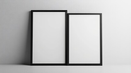 Blank Picture Frames Mockup   Black Frames  White Background