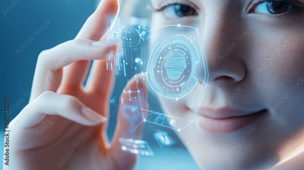 Poster advanced facial recognition and identity verification concept