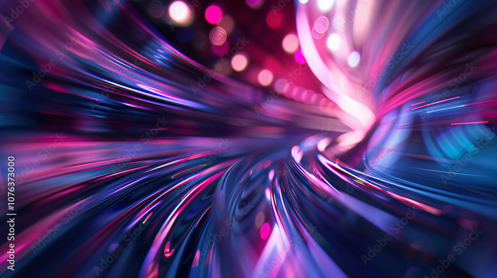 Poster an abstract representation of flowing curves in vibrant pink and blue hues, creating a dynamic visua