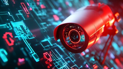 Modern Surveillance Camera with Digital Background Effects
