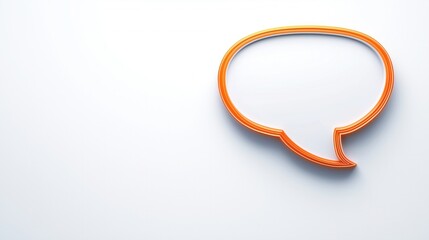 Orange speech bubble outline on a white isolated background, perfect for communication and social media concepts.