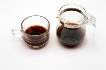 Black coffee in the morning on a white background