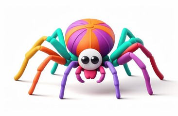 3d spider cartoon illustration on white background. emotions, smile, funny.