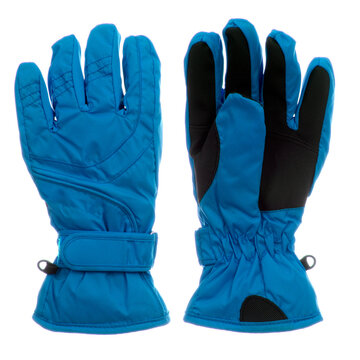 Blue winter gloves isolated on white background
