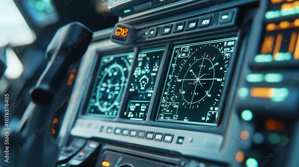 Poster Explore the intricate details of cockpit navigation instruments with closeup views and insights into aviation technology
