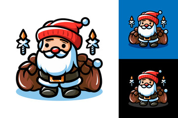 Santa Claus element. Set of cartoon Christmas illustrations isolated. Funny and cute figures. Fit for symbol, character, logo, cover, poster. No AI-Generated. Vector graphic.