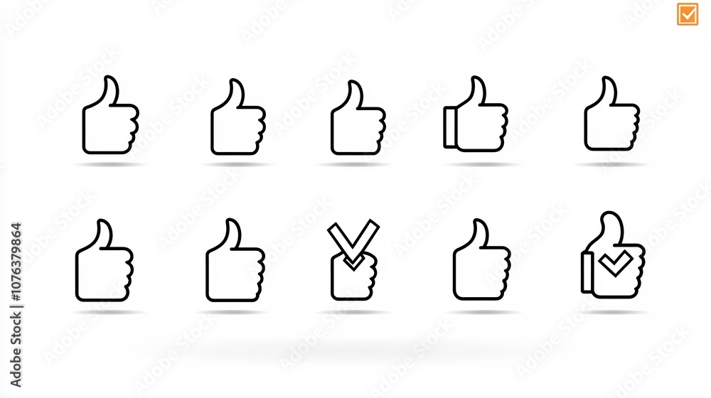 Fototapete outline icon set featuring 15 symbols for decision making process including thumbs up and down selec