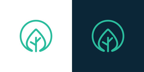 The leaf logo is green inside the circle