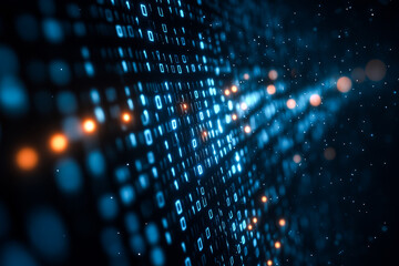 Fototapeta premium Digital Matrix Background with Binary Code, Futuristic Data Flow Concept