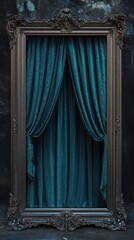 Ornate Frame with Rich Velvet Curtain