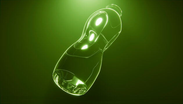 Bottle glowing and floating in darkness