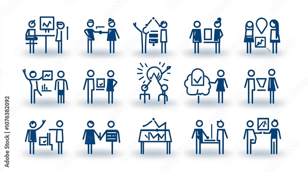 Leinwandbilder outline icon set of 15 symbols showcasing various aspects of team engagement including trust motivat