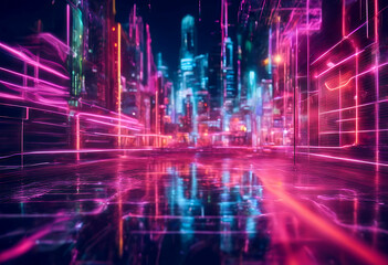 Fototapeta premium urban light abstract modern background dark design futuristic neon night city scene