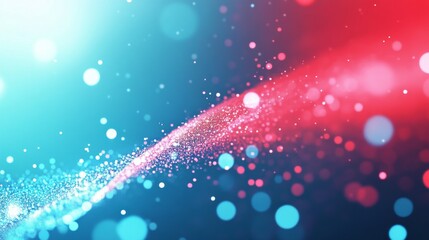 Fototapeta premium Abstract blue and red glitter particles on dark background