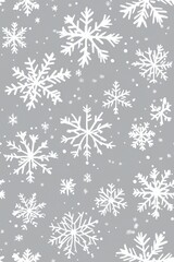 White Snowflake Line Art on Light Gray.