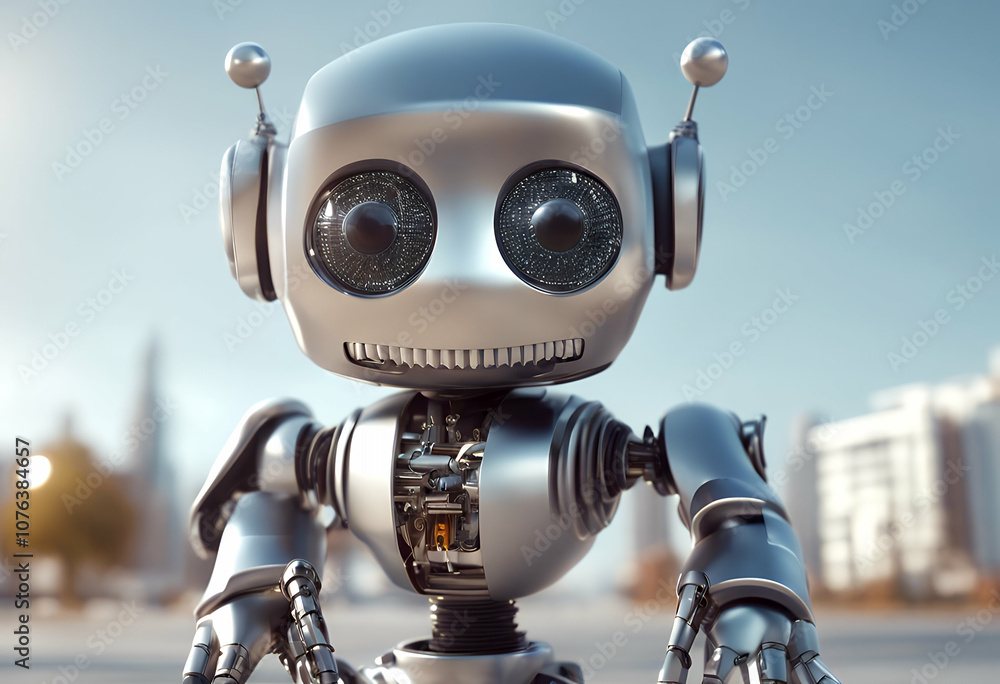 Poster funny realistic business style technology cute set chat modern render online robot cartoon bot artif