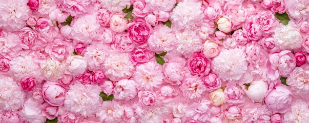 Fototapeta premium Blushing Romance - Seamless Pink Peonies and Roses Floral Pattern in Soft Pastel Colors for a Delicate and Romantic Background