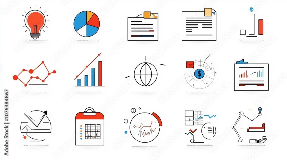 Poster this comprehensive set of 15 thin line icons covers a wide range of corporate concepts including fin