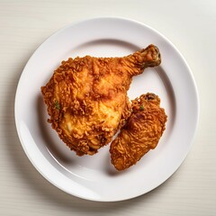 Fried Chicken Leg and Thigh on White Plate