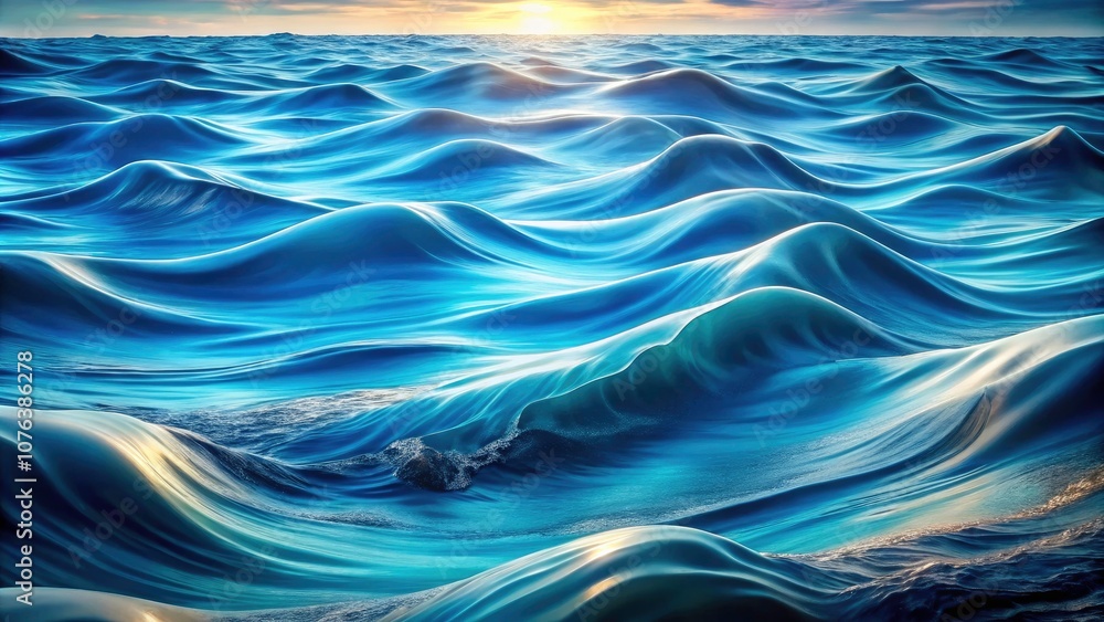 Aufkleber surreal abstract ocean waves - flowing blue patterns and textures in motion, capturing the essence o