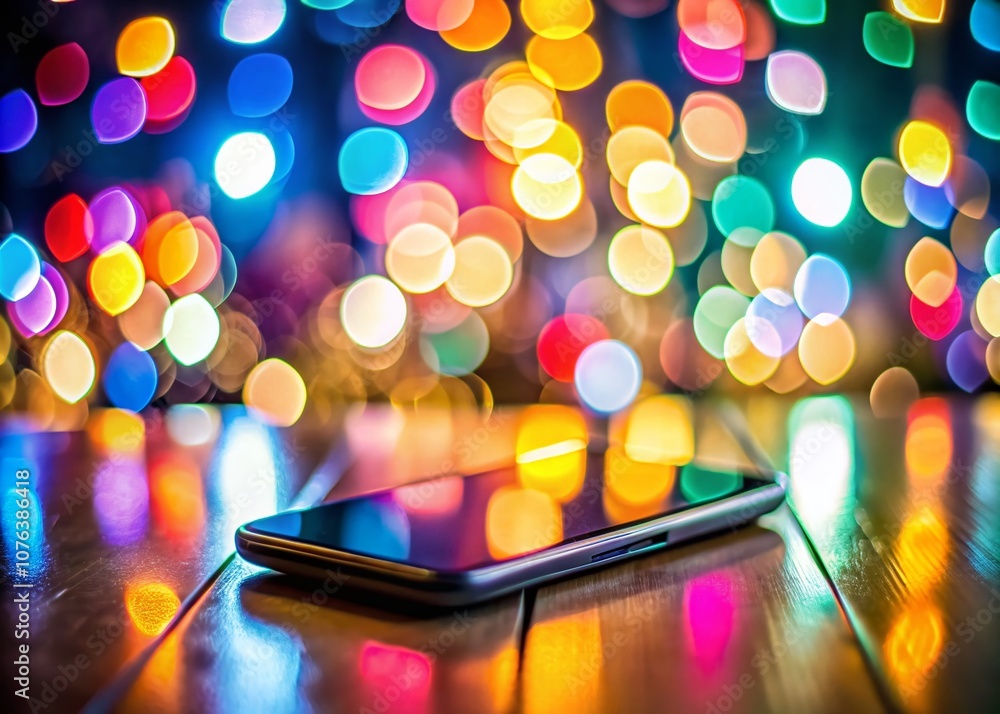 Poster bokeh effect with phone png - captivating visuals for your designs and projects featuring a blurred 