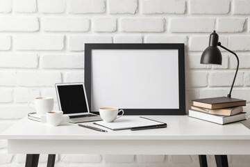 Fototapeta premium desk with laptop