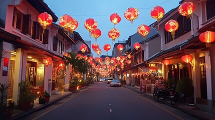 Fototapeta premium Chinese new year lanterns in old town area