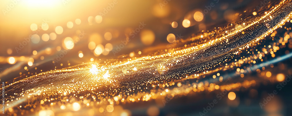 Aufkleber a shimmering wave of golden particles glimmers in light, creating a magical and ethereal atmosphere.