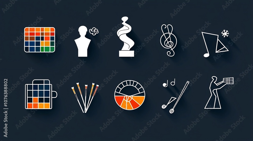 Leinwandbilder set of 15 minimalist outline icons representing various creative art elements such as palette sculpt