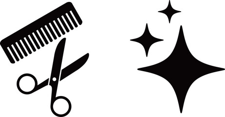 ハサミ　櫛　アイコン