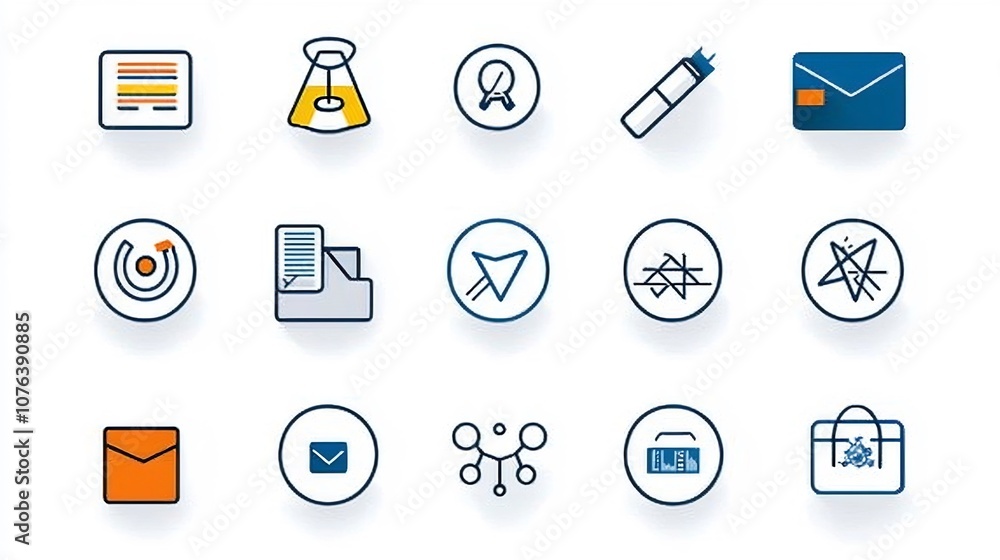 Aufkleber Collection of 15 concise linear icons focused on learning and development featuring icons for course materials seminar and distance learning
