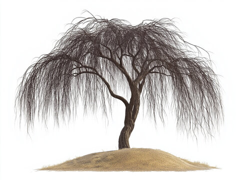 weeping willow tree on small hill clip art preview