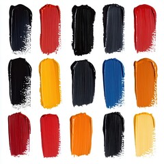 Fototapeta premium Vibrant paint swatches in various colors showcasing artistic creativity.